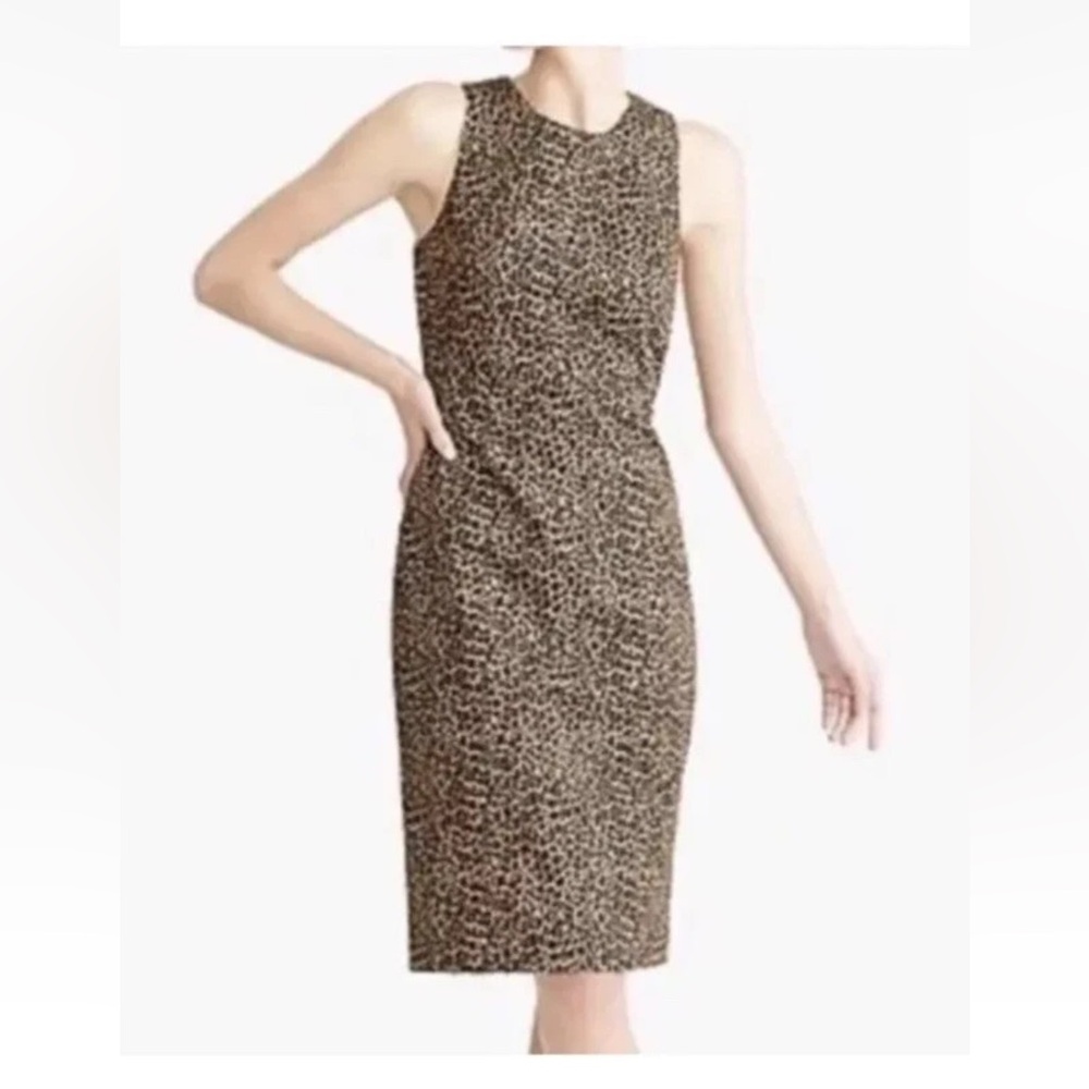 J. Crew Brown Leopard Print Midi Dress